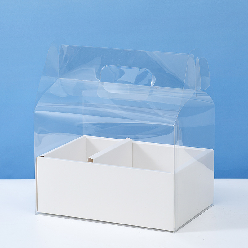 Caja cuadrada transparente para empacar flores, material de envoltura para flores, caja de flores portátil al por mayor