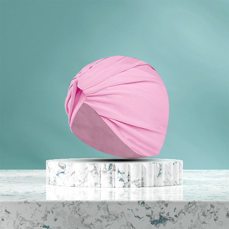 Gorro de baño protección para los oídos de moda para mujer, aumento de la cabeza, cabello largo, circunferencia de la cabeza grande para adultos, gorro plisado de flores retorcidas multicolor al por mayor