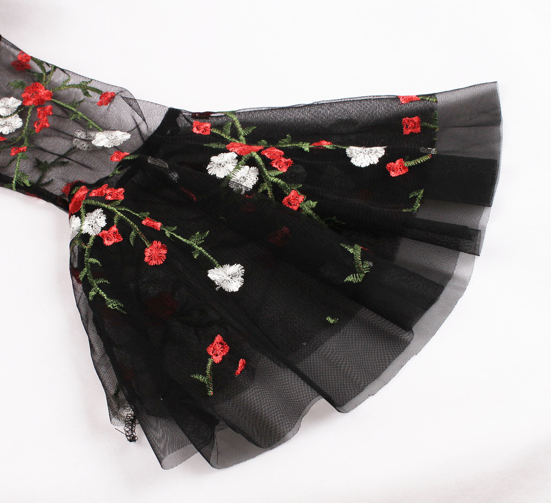 women's mesh embroidery trumpet sleeve stitching dress nihaostyles clothing wholesale NSMXN78855