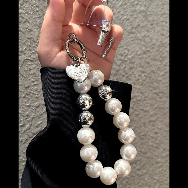 High-end rhinestone wrist chain suitable for mobile phone lanyards, premium electroplated light luxury handmade beaded short chain jewelry.