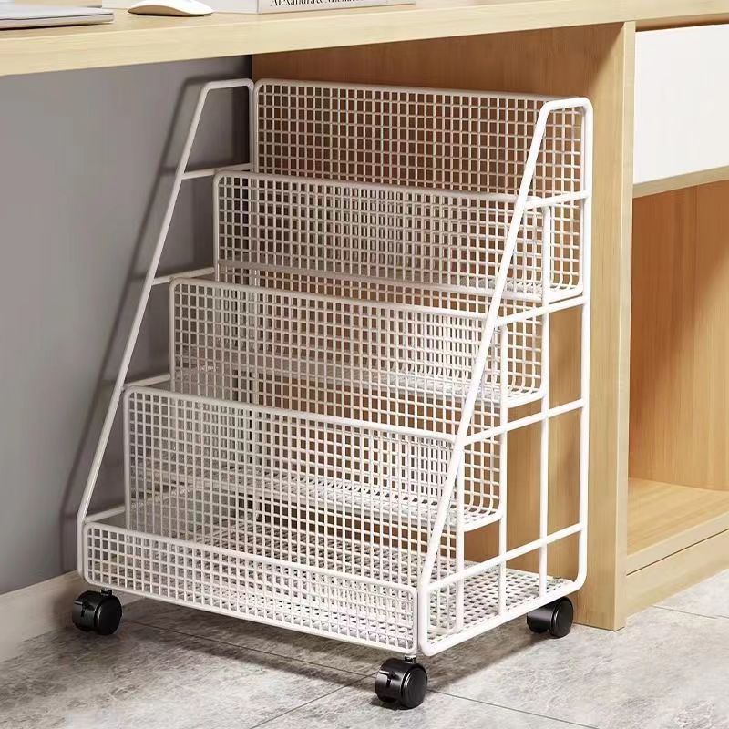 Movable Bookshelf Floor-Standing Wheeled Picture Book Storage Rack under the Table Storage Rack Home Reading Rack Baby Children's Bookcase
