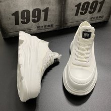 鞋子男2025新款潮流夏季透气厚底增高鞋内增高男士小白鞋布鞋镂空