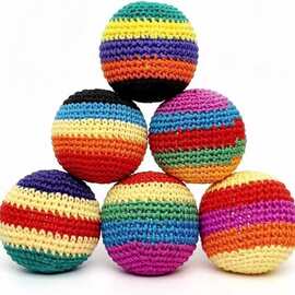 手工钩织沙包 亚马逊跨境钩织 footbag 脚沙包球 儿童丢沙包玩具