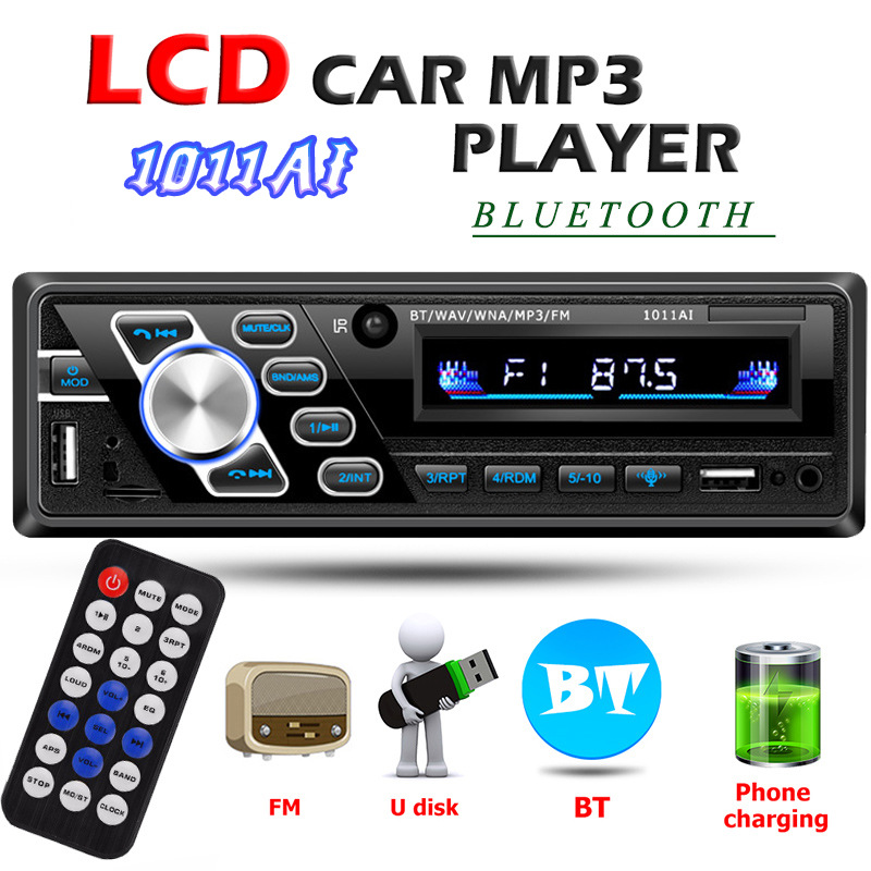 24V Truck Single Spindle Car Bluetooth Hands-Free Mp3 Player USB Card Fm Radio 1011Ai