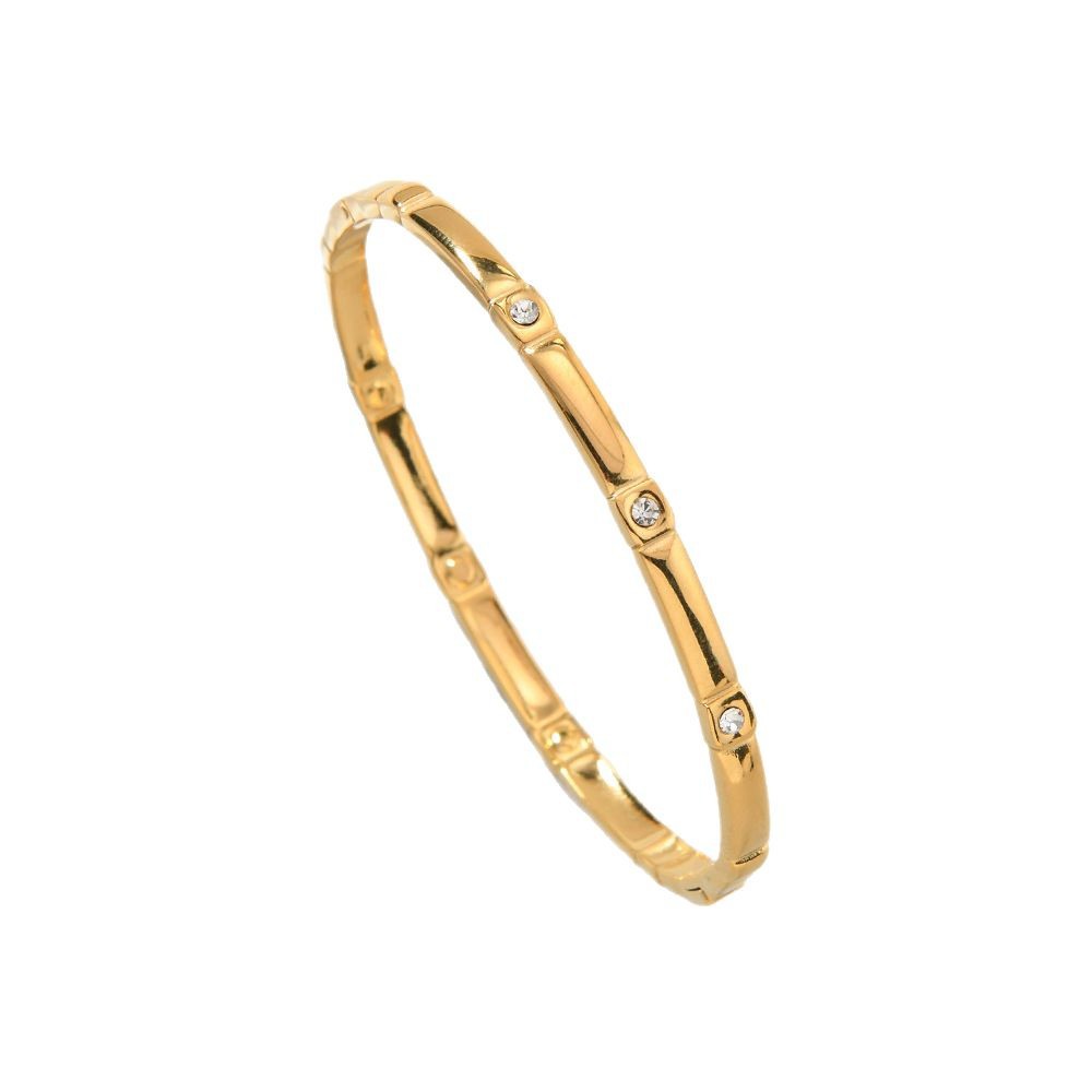 Venta cruzada de pulseras de presión de diamante de presión de aceite simple lujo ligero universal acero de titanio no se desvanece pulseras mujeres al por mayor