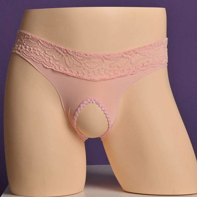 European and American Export Cross-Border Sales Seamless Underwear Women's Low-Waist Transparent Cut Out Underwear European and American Lace Sexy Underwear