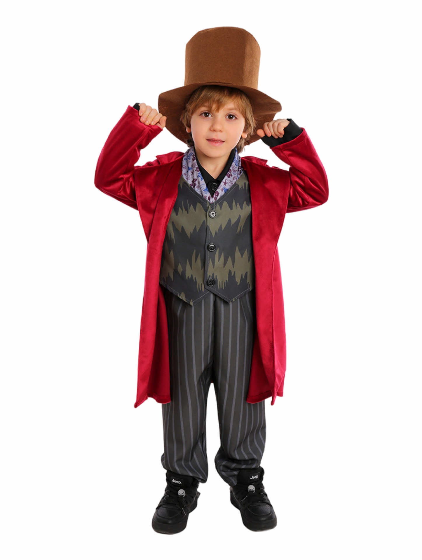 Traje de Halloween para niños Una pieza de reparto Charlie Chocolate Factory Willewanka cos Traje de actuación