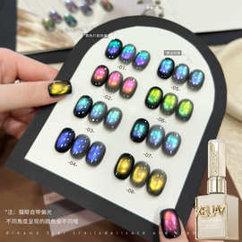 孔雀双光猫眼系列甲油胶2025年新款爆闪高密度磁粉美甲胶