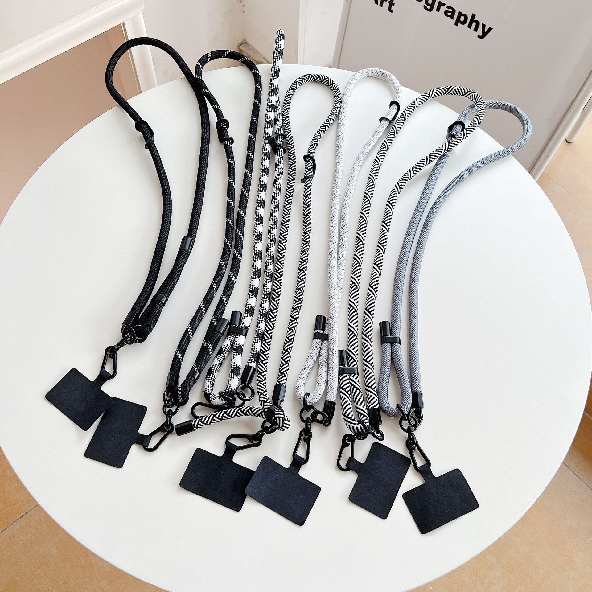 10mm caso de teléfono móvil universal ajustable longitud corta cuerda clip cuello colgante duradero correa de cinturón cadena al aire libre nylon