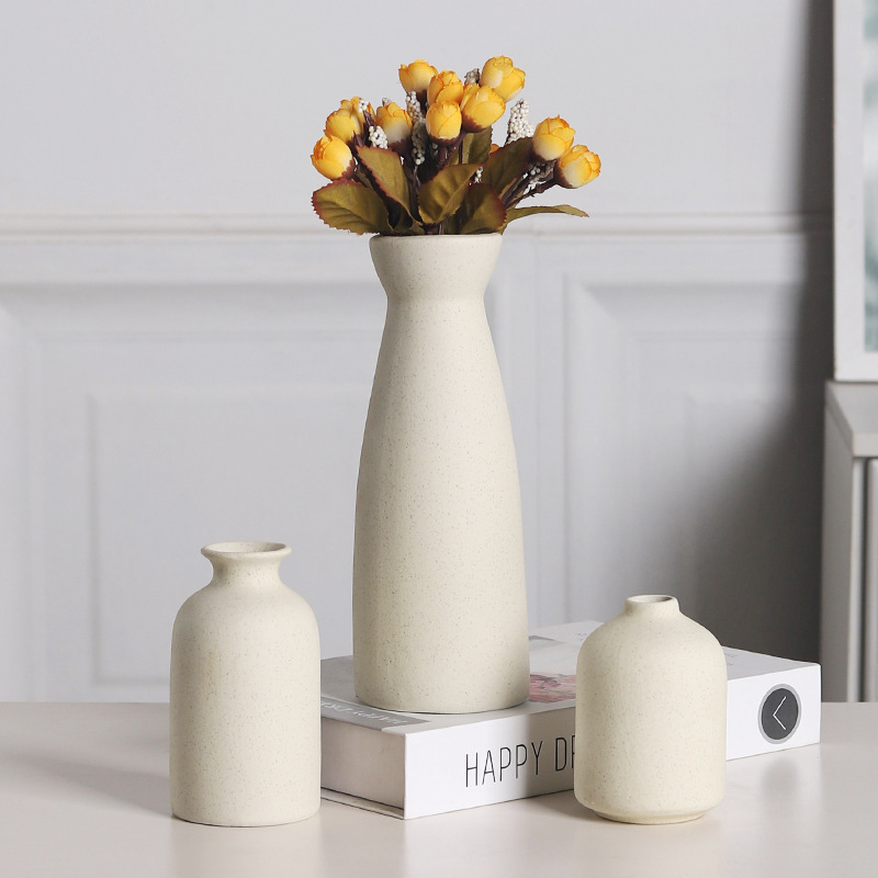 High-grade Ins Style Vase Camellia Color Ceramic Ornaments Nordic Living Room Dried Flower Container