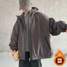 男童冬季棉衣2025新款大儿童装洋气夹棉加厚保暖时尚连帽外套棉服