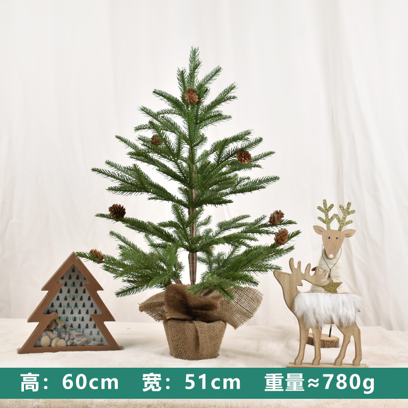 Decoraciones de Navidad simulación mini árbol de Navidad pequeño árbol de pino flocado decoración de escritorio diseño de escena doméstica