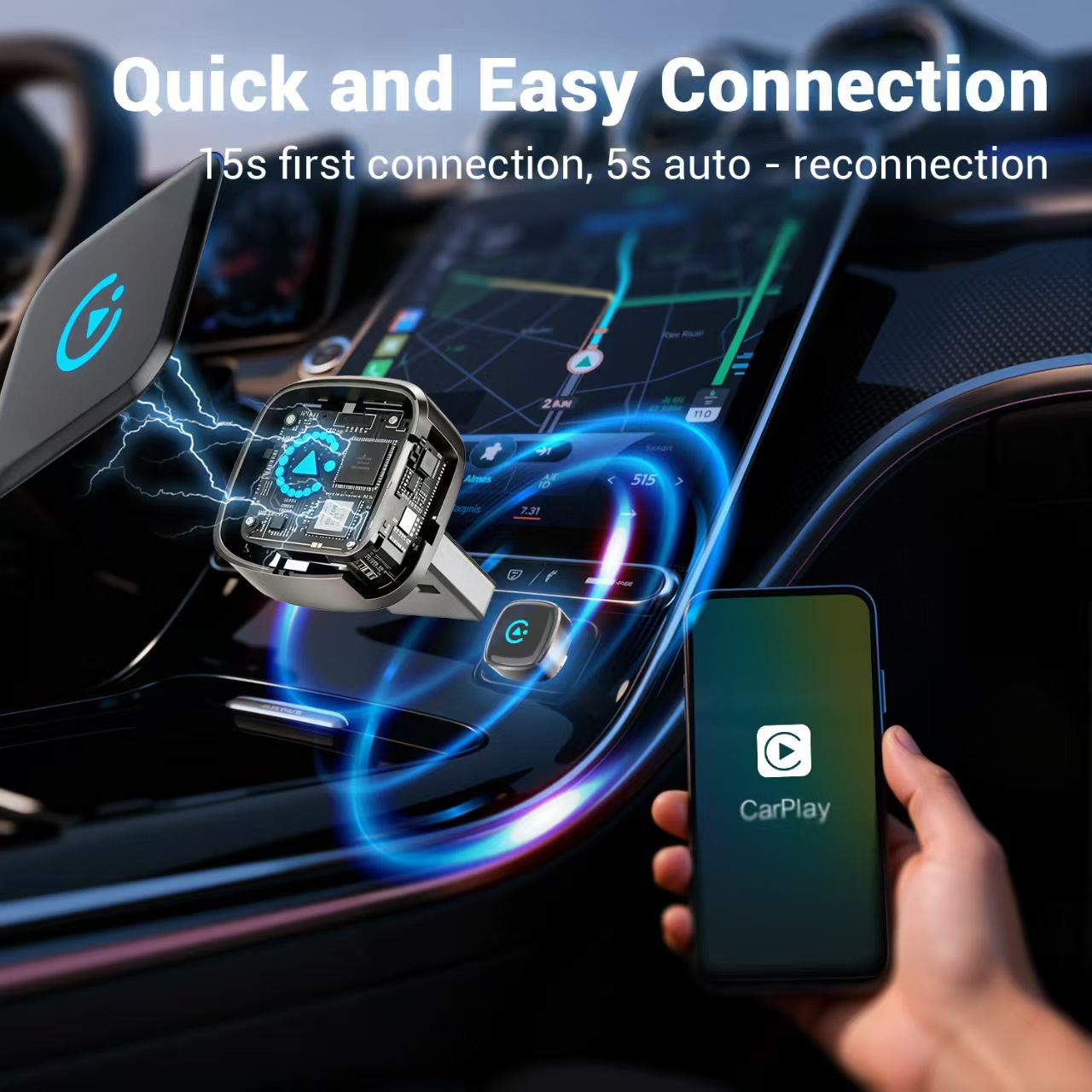 Cross-Border 2-in-1 Wireless Carplay Box, Direct Plug-In Smart Car Machine Interconnection Box, Apple Autocarplay Box