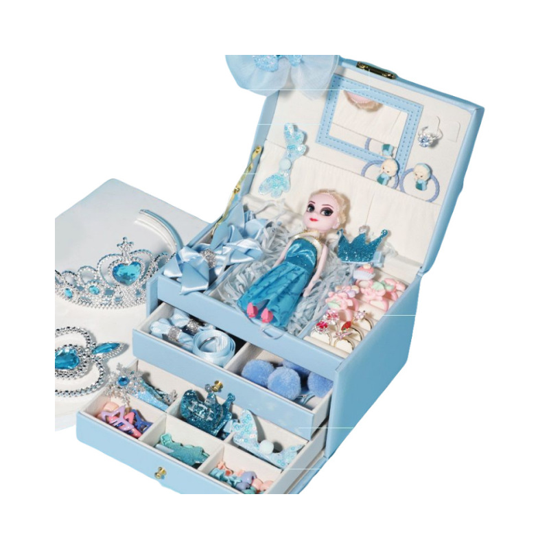 新しいエルサプリンセス女の子子供のおもちゃ氷と雪の王国ジュエリーギフトボックスヘアアクセサリーセット誕生日ギフト卸売|undefined