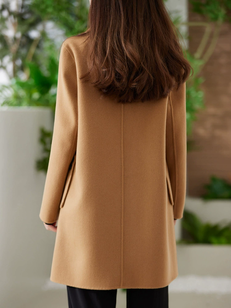  Long demi-season double-sided velvet woolen suit, woolen coat, set, mid-length, high-end, loose fit