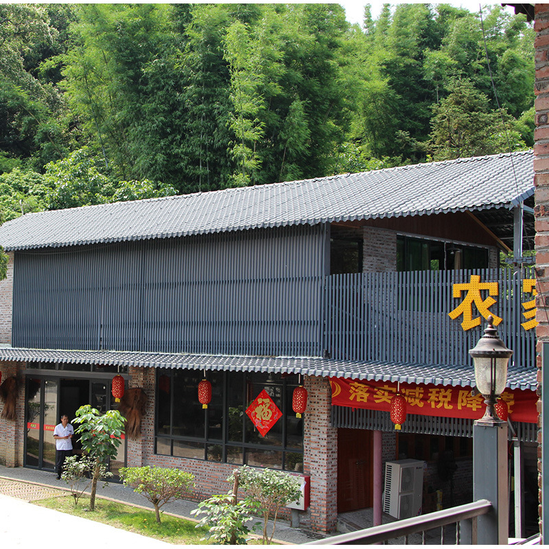 跨境合成树脂瓦片屋顶加厚仿古别墅琉璃瓦塑料防水隔热屋面瓦厂家