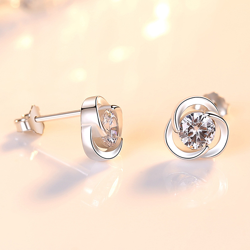 Pendientes de la suerte de trébol de plata esterlina S925