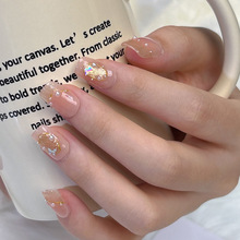 指甲穿戴甲温柔贝壳甲假贴片美甲成品短款新娘果冻胶裸色2024新款