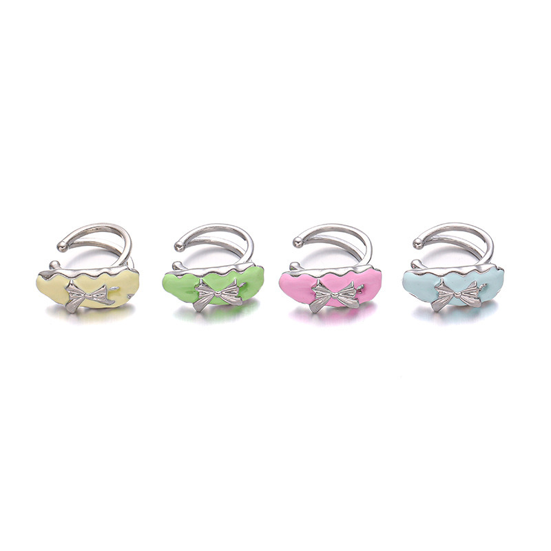 Japón y Corea del Sur dopamina color esmalte frío nicho de diseño original amor incrustado zircon diseño sin agujeros de orejas clip de hueso de orejas