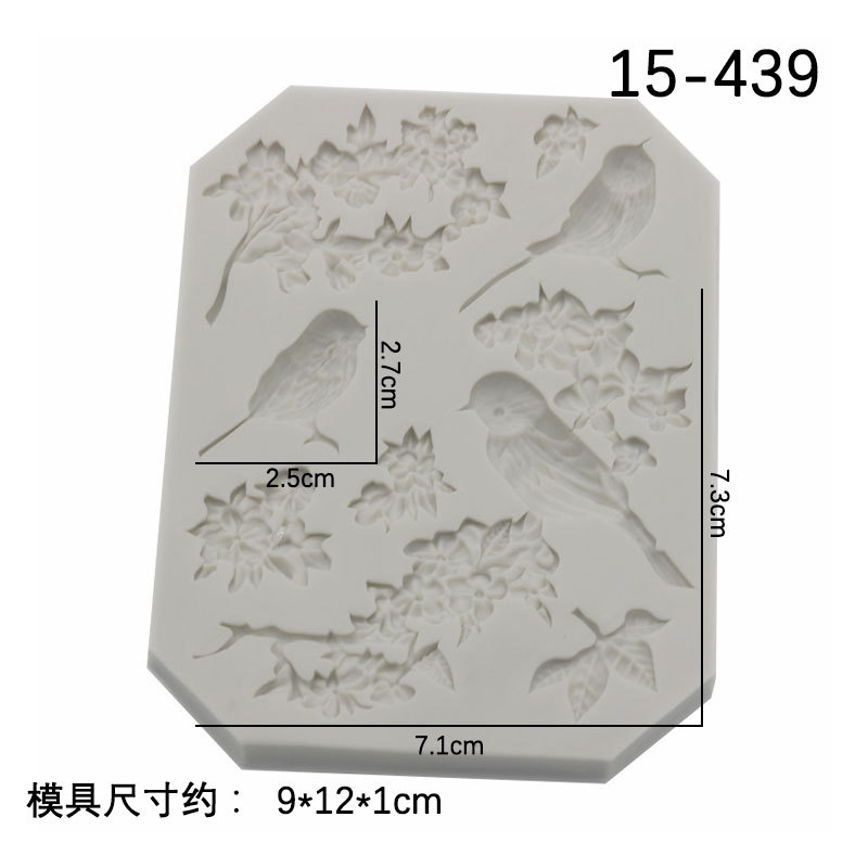 Ritmo de arcilla seca Urraca pájaro forma rosa herramienta de arcilla epoxi fondant molde de silicona en stock al por mayor
