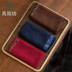 綿麻茶巾厚手吸水刺繍茶テーブルクロス大サイズ禅意茶マット雑巾家庭用茶台タオル茶部品
