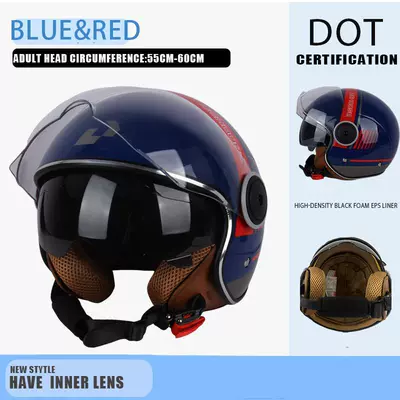 Summer Helmet, Personalized Cool Men's: Motosiklet kaskı (dəbilqə) - blue-and-red-headphones-double-mirror