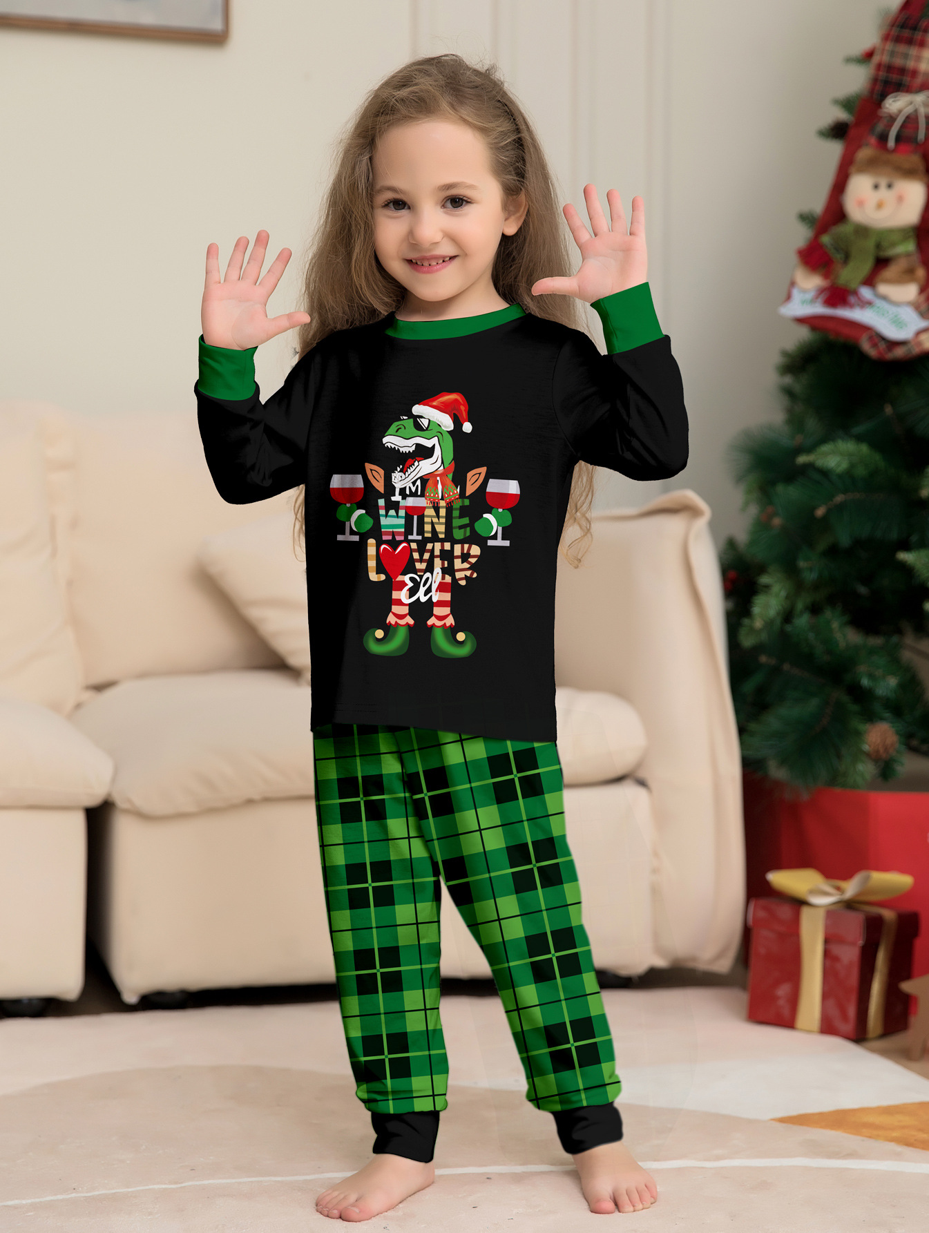 Christmas Dinosaur Letters Christmas Family suit printed homewear pajama set_voghion.com