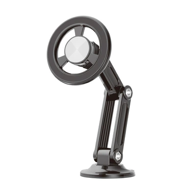 Cross-Border Magnetic Car Phone Holder with 360-Degree Rotating Joints, Foldable Car Navigation Strong Magnetic Anti-Shake Support Stand (Car phone holder) - silver