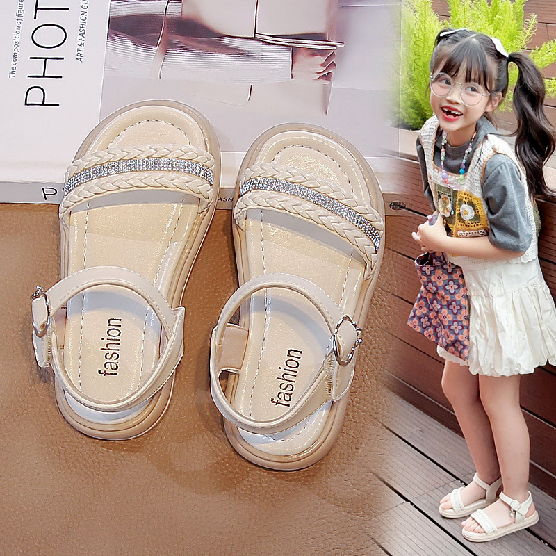 Zapatos romanos de suela suave para niños 2026 verano nuevos zapatos de playa de moda para niñas, zapatos de princesa de dedo abierto para niños grandes image 3