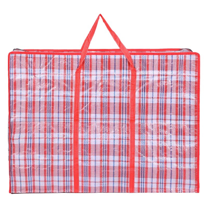 Cross-border wholesale moving bag extra large thickened pe Plaid packing bag extra large plaid bag travel bag woven bag