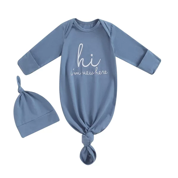 European and American Baby Products, Amazon's Best-Selling Sleeping Bag, One-Piece Outfit with Letter Embroidery, Hat, Newborn Two-Piece Set