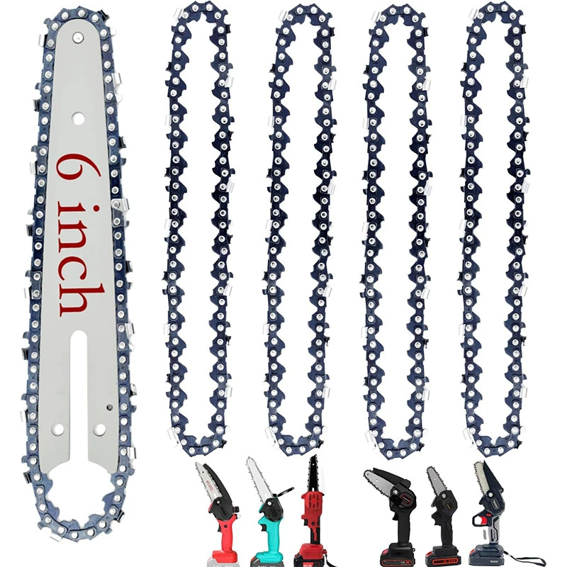 6inch мини-цепей для цепных пил, портативные сменные цепи, 4 цепи плюс 1 направляющая пластина, в полипропиленовой упаковке, для резки