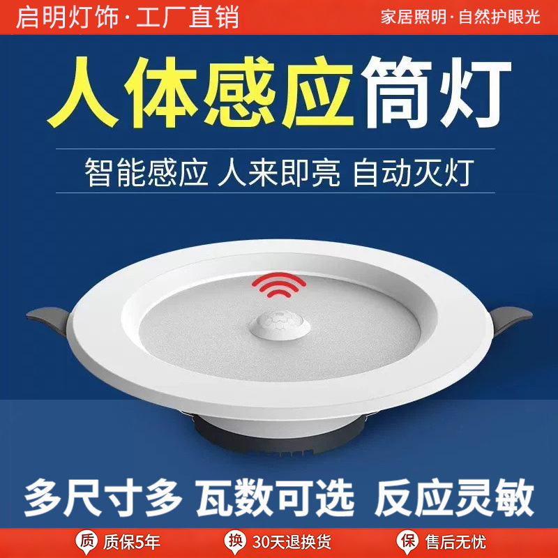 LED intelligent voice-controlled motion sensor downlight, recessed ceiling light, home ceiling light, entryway hallway spotlight