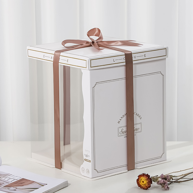 蛋糕盒子包装盒生日透明681012寸双层加高网红定 制烫印烘焙厂家
