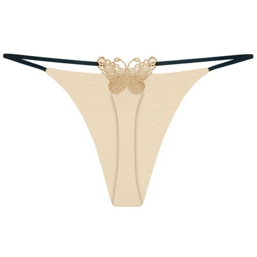 Spring and summer sexy underwear, butterfly embroidered thong, low-waist fitness double-layer thin strap sexy seamless sexy underwear
