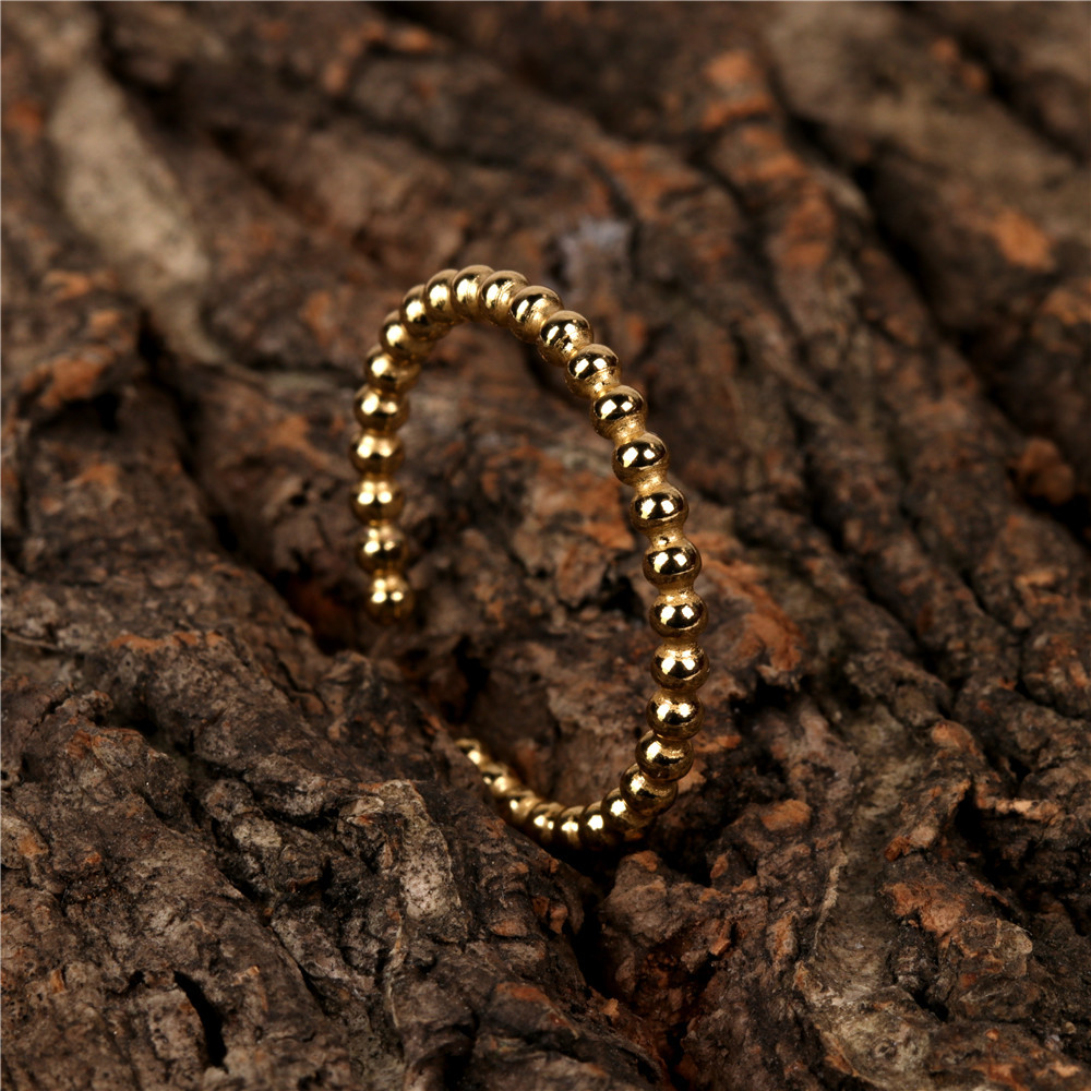 hip hop golden round bead open ring