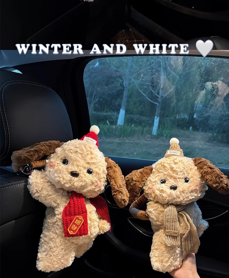 Car Tissue Box Creative Cute Puppy Decoration Paper Box Car Hanging Car Tissue Bag Car Paper Box
