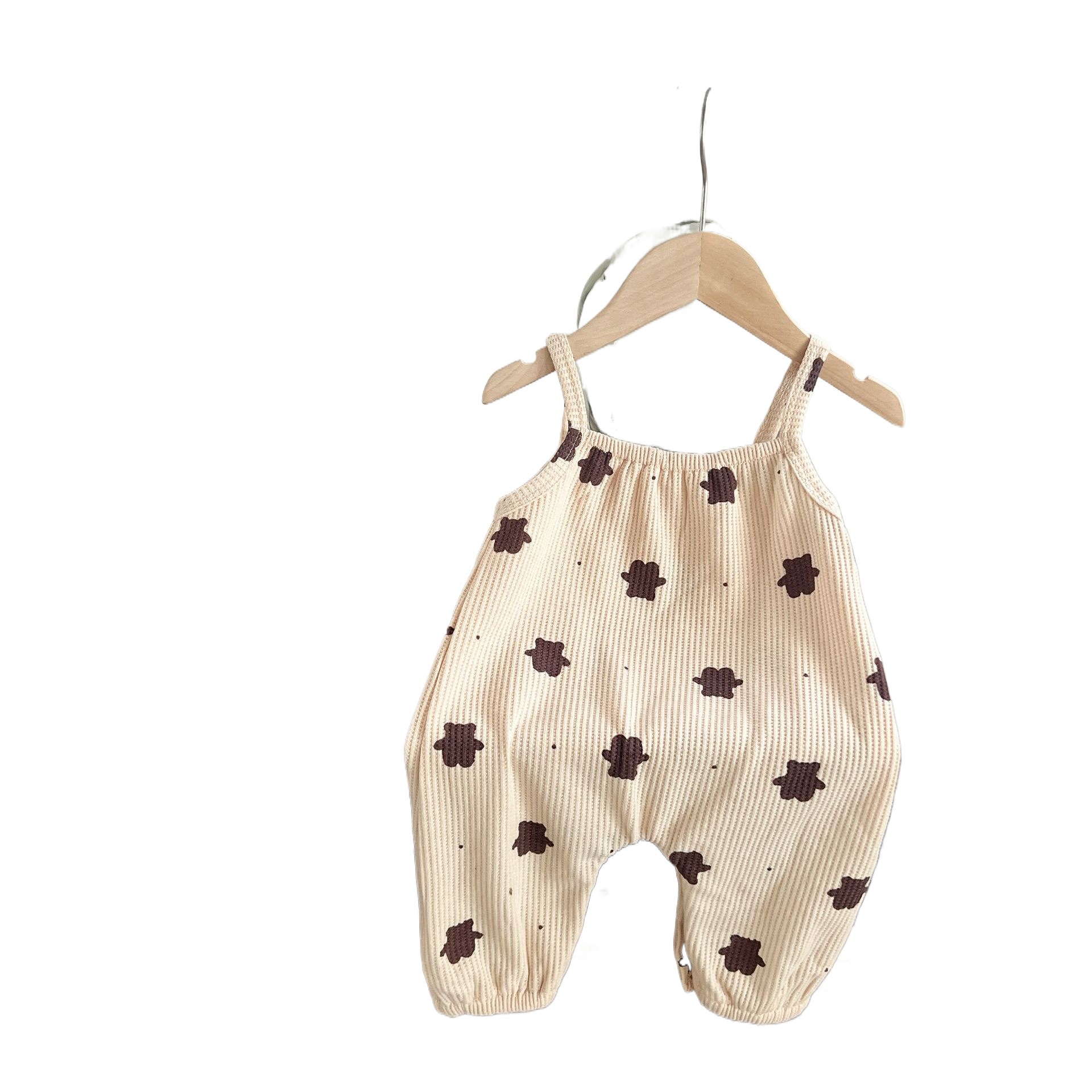 Estilo coreano verano recién nacido oso lindo impreso Correa mameluco ins niños y niñas bebé algodón todo partido mameluco moda