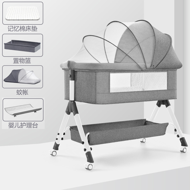 Cama de bebé móvil cuna cama portátil 2 en 1 plegable multifuncional bb cama recién nacida cama de empalme