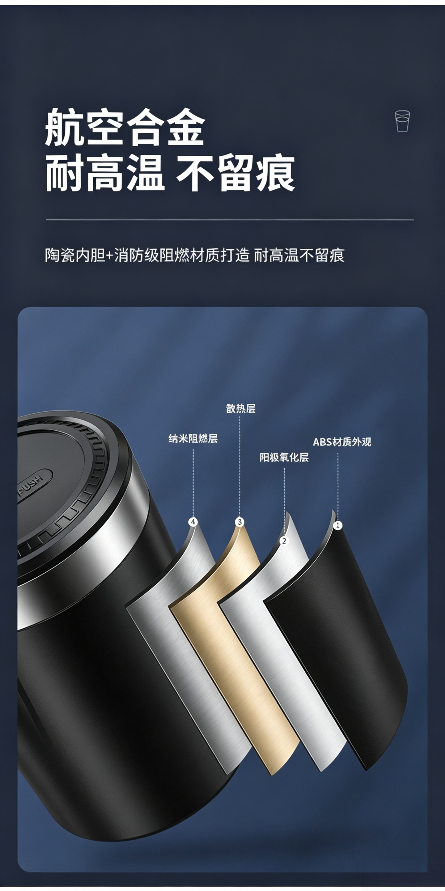 Manufacturer wholesale household car-mounted one-touch opening multifunctional portable metal liner ashtray with rotating LED light
