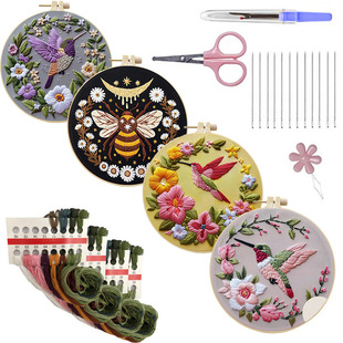 Cross-border New Embroidery diy Cross-border Handmade Fabric Material Package Kit Creative Manual Needle and thread English Practice