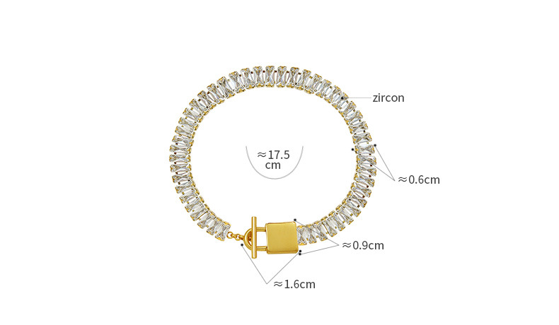 simple lock OT buckle zircon inlaid bracelet titanium steel 18K real gold plated jewelrypicture1