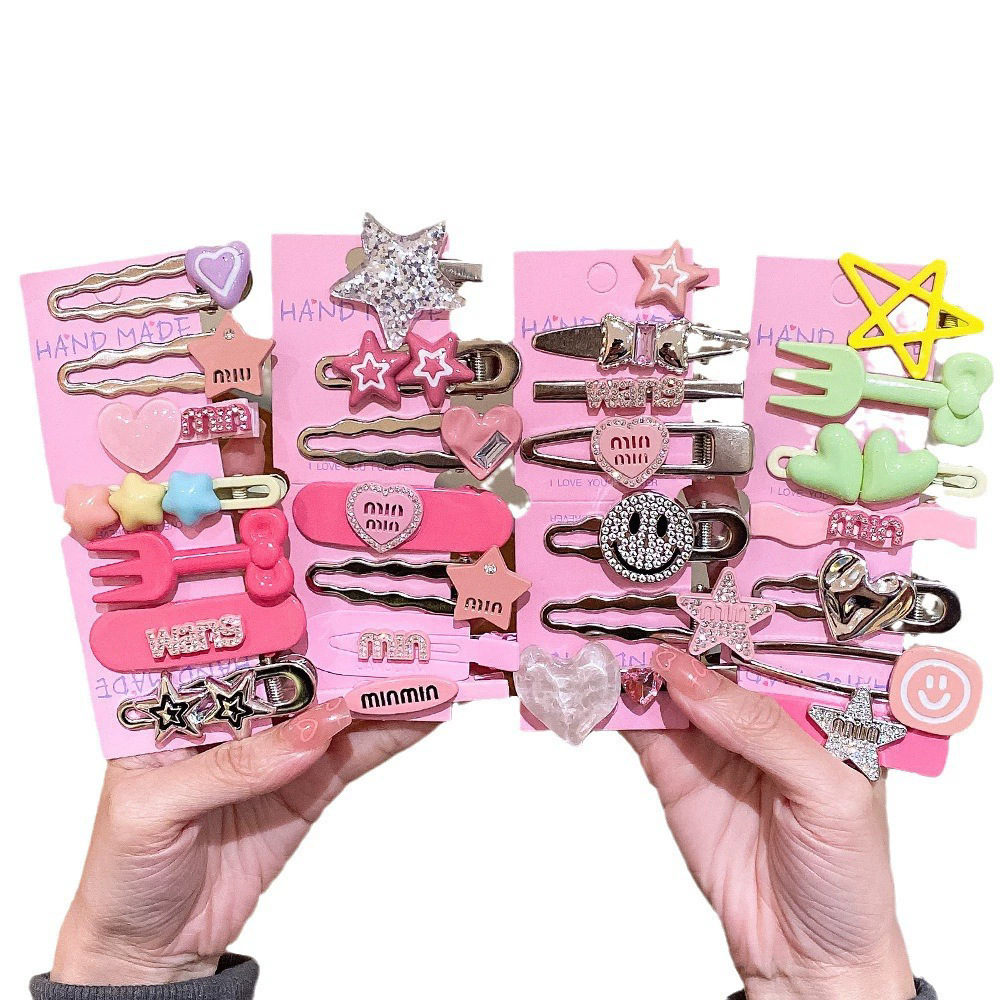 Nuevo estilo transfronterizo horquilla de color dopamina estilo creativo pinza BB todo fósforo cabello roto flequillo accesorios para el cabello al por mayor fabricante