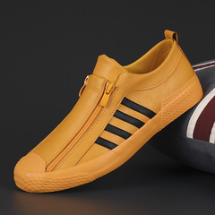 跨境亞馬遜男鞋2024春季男鞋男士休閒皮鞋時尚百搭平底鞋一腳蹬鞋