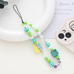 娜佳新款卡通動物手機掛鏈手工diy串珠少女手機殼防摔掛繩批發