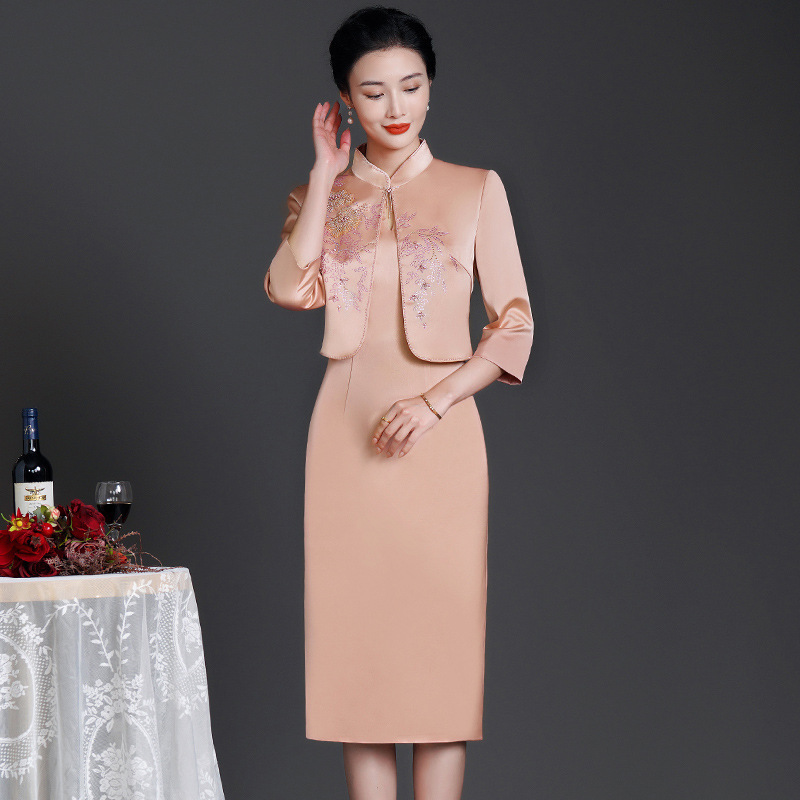 603#新款年轻妈妈装两件套妈妈衣服高级感婚礼喜婆婆妈妈装婚宴礼|undefined