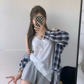格子衬衫女长袖2026款春装韩版宽松很仙的洋气衬衣上衣设计感小众
