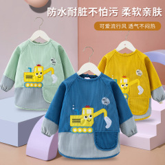 儿童防水罩衣宝宝吃饭围兜饭兜反穿衣幼儿园护衣围裙防脏长袖围裙