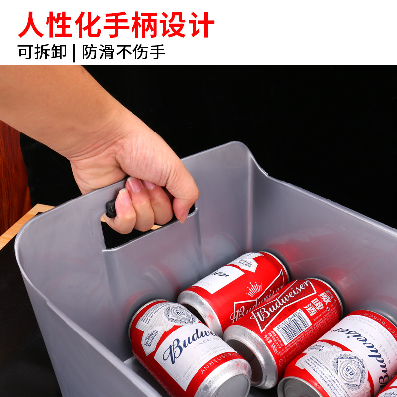 Thick Plastic Rectangle Ice Bucket KTV Wine Rack Beer Basket Bar Ice Bucket With Logo Printing