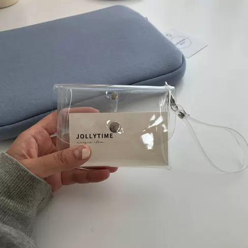 现货清新甜美口红指甲油收纳小包 pvc双层透明卡片钱包硬币零钱袋